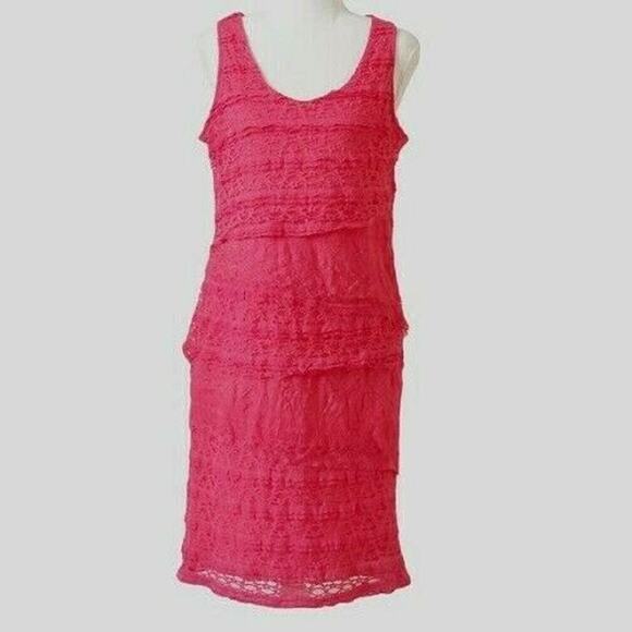 Michael Edwards - FUCHSIA LACE DRESS - Size L - Picture 1 of 5
